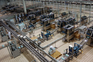 Modern Manufacturing Facility with a Series of Conveyors