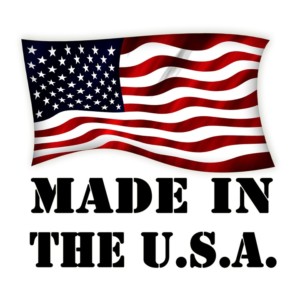 American flag with text beneath that says Made in the USA